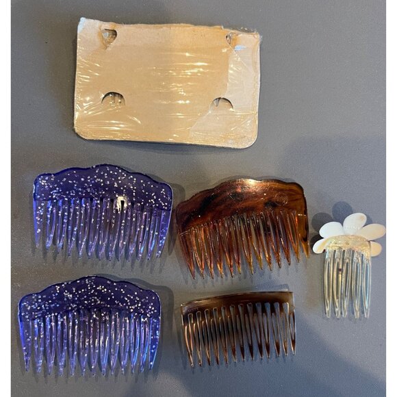 Mixed Lot of Vintage 1980s Plastic Side Hair Combs, GOODY Glitter &‎ Flowers - Picture 5 of 10
